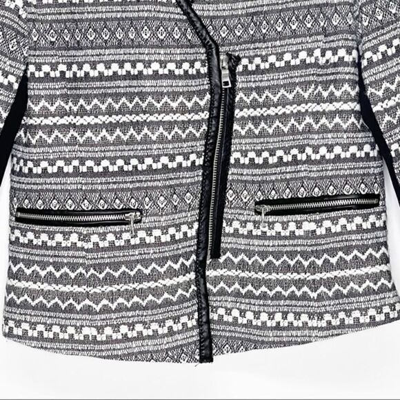 Rebecca Taylor Blazer Femme Fancy Tweed Crop Jacket Black White Size 4 - Picture 7 of 16